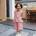 Girls' Lace Trim Set – Sleeveless Top & Wide-Leg Pants (Color Block Plaid Summer Outfit)_viptrois.com