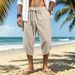 Men's Summer Casual Waffle Sports Capri Shorts Hawaiian Beach Loose Fit_viptrois.com