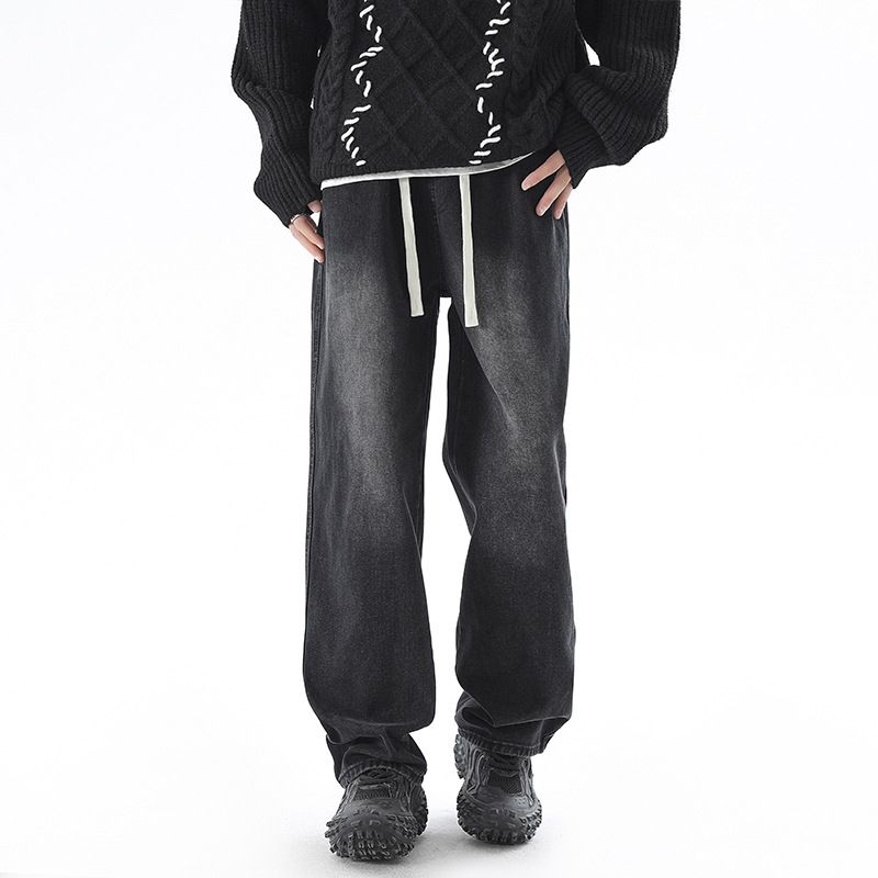 Men's Clothing Straight Jeans For Men Spring And Autumn Men's American Trendy High Street Loose Wide Leg Pants Long Trousers_viptrois.com