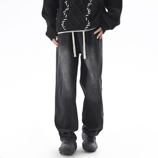 Men's Clothing Straight Jeans For Men Spring And Autumn Men's American Trendy High Street Loose Wide Leg Pants Long Trousers_viptrois.com