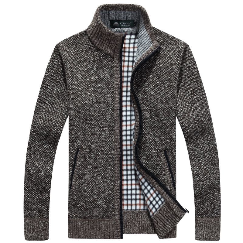 Men's Fleece Zip-Up Sweater Jacket - Thickened Warm Pullover With Stand Collar, Casual & Stylish (Multiple Colors & Sizes)_viptrois.com