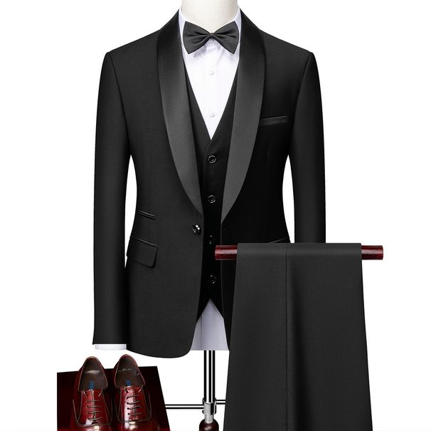 Men's Clothing 2024 new Men's business casual suit wedding groom's dress slim suit + vest + pants for men_viptrois.com