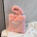 Fashion Love Heart Furry Tote Bag Women 2022 New Large Capacity Simple Underarm One Shoulder Popular Plush Commuter Bag_viptrois.com