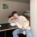 Loom Loom Japanese Style Distressed Men's 2025 Winter Round Neck Frayed Sweater Trendy Brand Design Loose Knit Top_viptrois.com