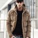 Men's clothing corduroy English hooded solid color padded coat coat_viptrois.com