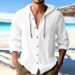 2025 New Spring And Summer Men's Hooded T-shirt, Pure Color Cotton And Linen Casual Long-sleeved Top_viptrois.com