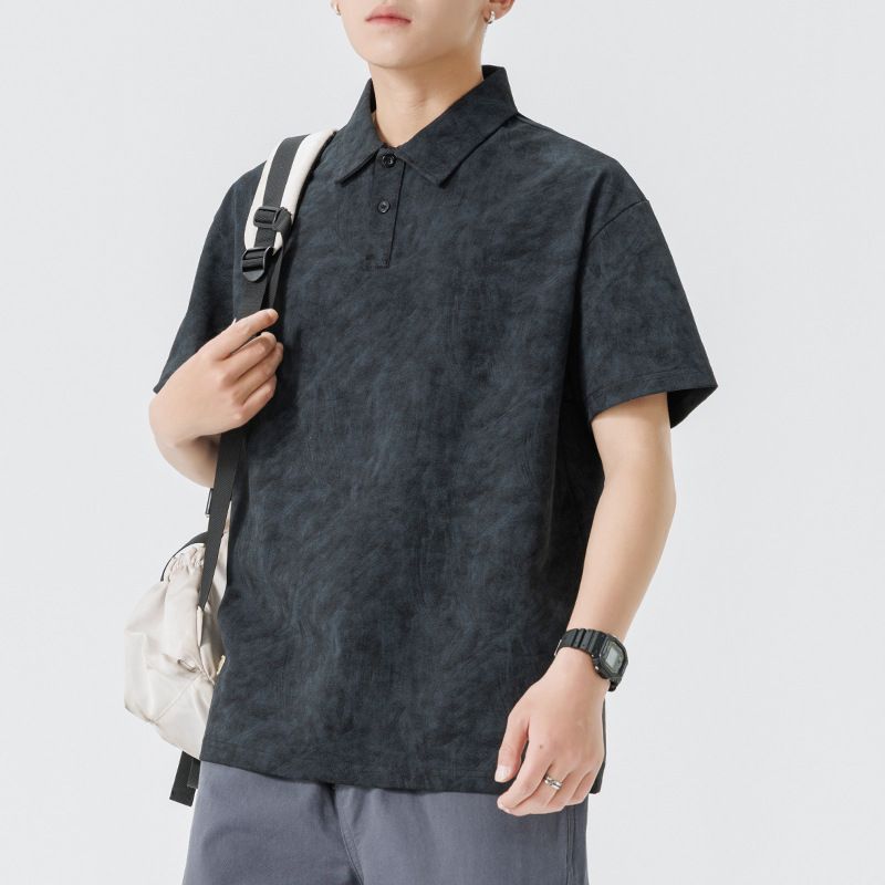 Men's Clothing Men's Polo Shirt Teenagers Loose Casual Lapel T Shirt Fashion Brand Tie Dye High End Tops_viptrois.com