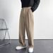 Simple Classic Solid Color Suit Pants Draping Versatile Men's Casual Pants Live Pleated Summer Loose Trousers Business_viptrois.com