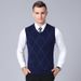 Men's Wool Blend V-Neck Sleeveless Vest Knit Sweater - Stylish & Versatile Pullover For Casual Wear_viptrois.com