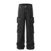 Multi-Pocket Patchwork Cargo Jeans For Men American Style High Waist Straight Pants Design Sense Ins Trend Floor-Length_viptrois.com