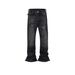 Men's Clothing Ink Splashed Flared Cat Whisker Jeans Unisex Retro Texture Slim Fit Trousers_viptrois.com