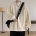 Printed Crew Neck Sweater Men's Spring New Loose Pullover Long-sleeved T-shirt Spring And Autumn No Hat Top_viptrois.com