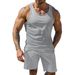 Men's Clothing New Waffle Solid Color Outdoor Leisure Breathable Short Sleeved Vest Shorts Sports Suit_viptrois.com