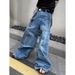 Vintage Heavyweight Denim Jeans – Relaxed Straight-Leg Workwear Pants For Men (XL-XXXL)_viptrois.com