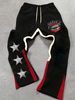 Men's Clothing Fashion Five Pointed Star Red Lips Casual Fashion Slightly Elastic Fabric Flared Pants All Match_viptrois.com