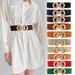 Unisex Elastic Belt Women's Geometric Metal Buckle Stylish Waist Wrap Black Embellished Dress_viptrois.com