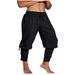 Pure European American Cross-Border Hot-Selling Men's Cotton And Linen Long Pants With Ankle Straps Medieval Viking_viptrois.com