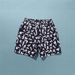 Men's Clothing Men's Quick Drying Beach Shorts Casual Everyday Trendy Loose Fit Black And White Letter Print Five Point Style_viptrois.com