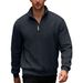 Men's Casual Half-Zip Pullover Sweatshirt With Jacquard Patchwork Design, Loose Fit Knit Top For Autumn & Winter (White, Grey, Black, Khaki, Navy)_viptrois.com