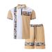Men's 3D Digital Printed Lapel Polo Shirt And Shorts Set Casual Vacation Zipper Design_viptrois.com