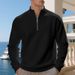 Men's Plus Size Fleece-Lined Half-Zip Pullover Sweatshirt - Casual Solid Color Hoodie For Autumn & Winter_viptrois.com