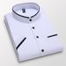 Men's Clothing Summer New Men's Short Sleeved Shirt Stand Collar Business Casual Fashion Men's Oxford Shirt_viptrois.com
