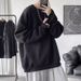 Autumn New Men's Plus Size Hoodie Round Neck Loose Letter Jacquard Youth Top Long Sleeved Base Shirt_viptrois.com