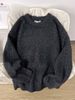 Men's Clothing Autumn/Winter Thick Crew Neck Sweater Thickened Round Neck Sweater - Oversized Retro Knit Pullover With Premium Cozy Feel (Grey/Brown)_viptrois.com