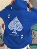 Men's Autumn And Winter Casual Fashionable Loose Hooded Sweatshirt With Geometric Spade Print Warm Long Sleeved Pullover_viptrois.com