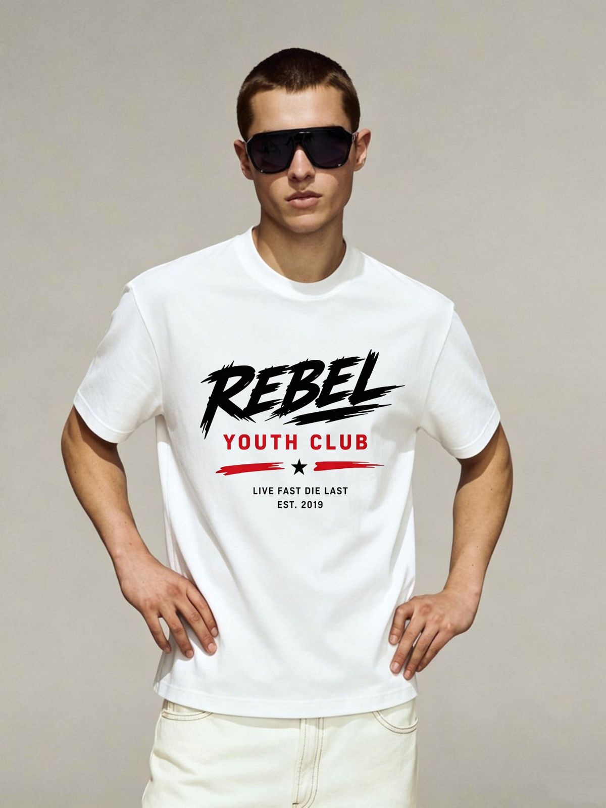 Vintage Oversized Rebel Youth Club Graphic T-Shirt Men's Casual Streetwear Tee_viptrois.com