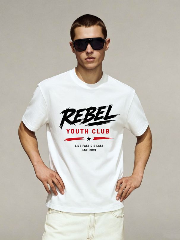 Vintage Oversized Rebel Youth Club Graphic T-Shirt Men's Casual Streetwear Tee_viptrois.com