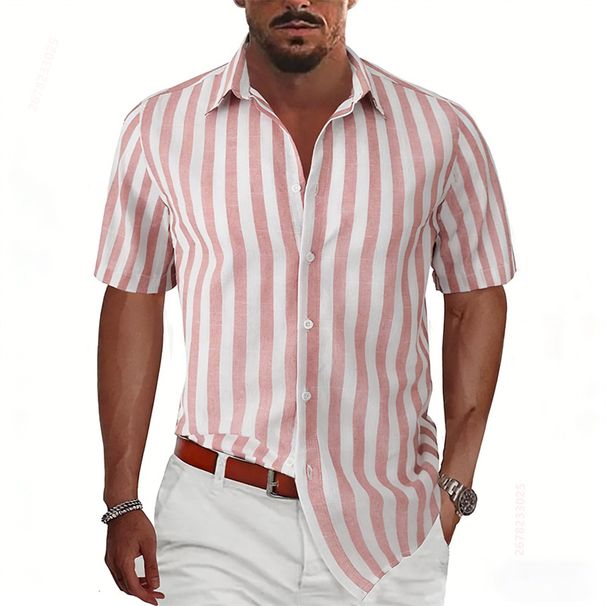 Camiseta De Manga Corta A Rayas Para Hombre, Nueva Colección Verano 2026, Varios Colores Disponibles, Ropa Casual De Calle, Tallas XS-6XL_viptrois.com