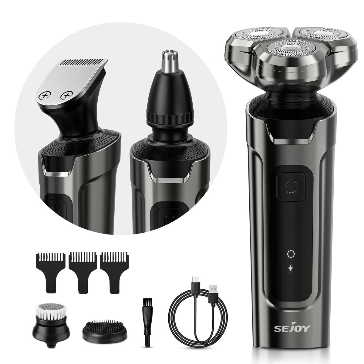 Men's Electric Beard Shaver Trimmer Razor USB Rechargeable Hair Shaving Machine_viptrois.com