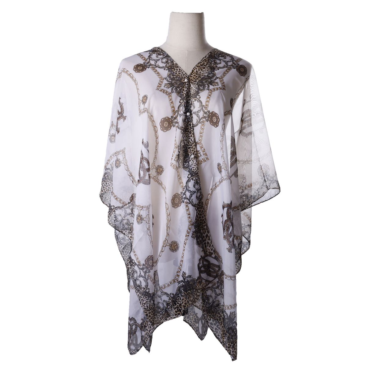 Chiffon Pearl Shawl - Lightweight Spring & Summer Wrap For Women (Elegant Cloak, Sun Protection, Travel Accessory)_viptrois.com