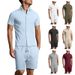 The Latest Men's Solid-color Jacquard Shirt, Casual Short-sleeved Shirt And Shorts Two-piece Set Is A Bestseller In Summer Of 25_viptrois.com