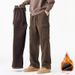Heavyweight Corduroy Pants – Vintage Relaxed Fit With Fleece Lining (Black/Coffee/Burgundy/Khaki)_viptrois.com