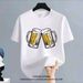【DORAE】Unisex Oversized T-shirt (100% Cotton) Off-White ("Cheers Beer Mugs" Print & Casual Party Design) – Casual Style For Everyday Casual_viptrois.com