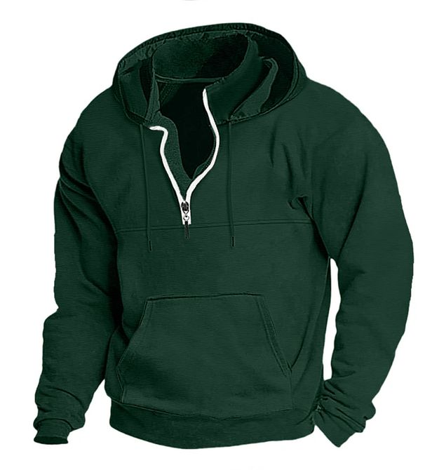 Men's Thickened Hooded Sweatshirt - Winter Pullover Fleece Jacket With Custom Print (Black, Navy, Brick Red, Beige, Light Gray, Dark Gray, Green)_viptrois.com