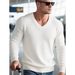 Chicken Heart V-neck Knitted Sweater, Warm Solid Color Base Sweater, Slim Fit Pullover, Thread Jacket_viptrois.com