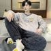 2025 New Coral Fleece Soft Skin Fitting Pajamas Winter Flannel Men's Thickened Loose Fit Home Suit Set_viptrois.com