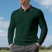 Men's Classic Polo Shirt – Premium Cotton Blend Long Sleeve Business Casual Top (White/Army Green/Khaki, S-XXXL)_viptrois.com