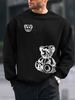 Men's Loose Casual Fashionable Cartoon Bear Print Round Neck Long Sleeved Sweatshirt For Autumn And Winter_viptrois.com