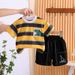Boys' Short Sleeved 2025 New Baby Striped Shirt Children's Summer Two Piece Set_viptrois.com