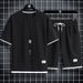 Men's Clothing Waffle Casual Suit Ice Silk Short Sleeved T Shirt Set With Handsome Large Size Sports Suit_viptrois.com