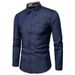 CT Spring Autumn Men's Casual Pocket Patchwork Cotton Slim Fit Long Sleeve Denim Shirt Men_viptrois.com