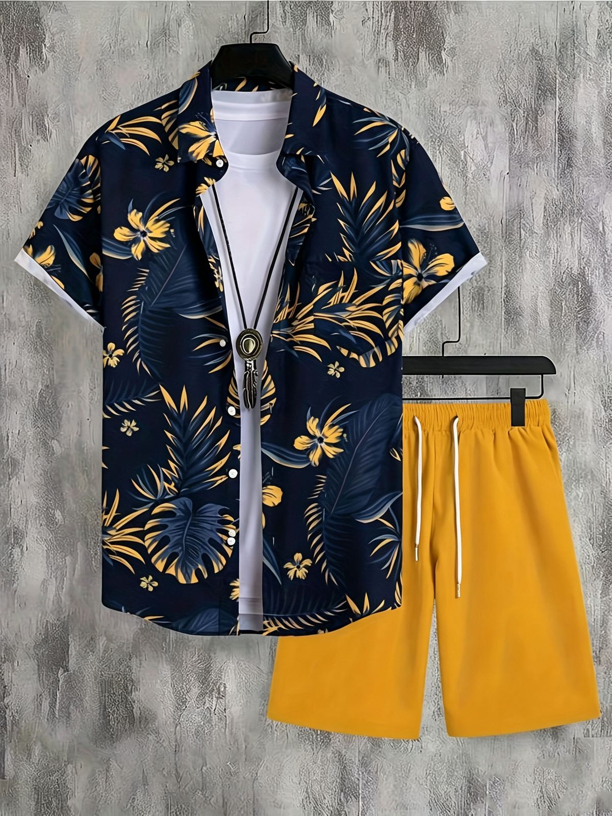 Men's Clothing Casual Suits Hawaiian Palm Tree Fashion Printed Suits_viptrois.com