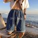 Men's Clothing Denim Shorts Men's Summer Trendy Brand Ins Loose Straight High Street Niche Letter Shorts Casual Pants_viptrois.com