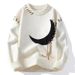 Men's Oversized Cable-Knit Sweater – Soft & Breathable Pullover For Layering (Black, White, Red, Star Print)_viptrois.com