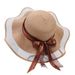 Wide Brim Bowknot Ribbon Beach For Women Summer Outdoor Sunshade Fashion Round Top Straw Hat Trendy_viptrois.com