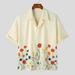 Men's Clothing Men's Casual Short Sleeved Shirt Lapel Fashion Flower Retro Shirt_viptrois.com